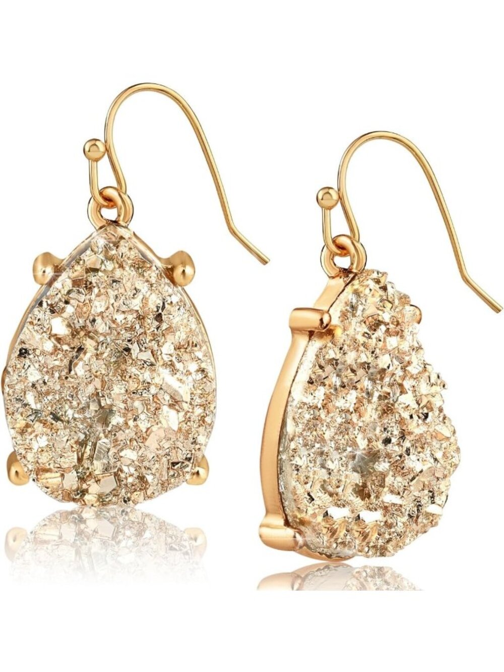 Sparkling Teardrop Dangle Earrings for Women | Simulated Druzy Stone Jewelry